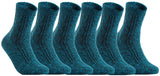 Lian LifeStyle Big Girl's Women's 6 Pairs Wool Blend Crew Socks HR1613 Size 6-9