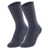 Lian LifeStyle Men's 2 Pairs Ultralight Wool Blend Crew Socks WD Plain Size 6-9