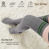 Lian LifeStyle Women's 4 Pairs Over Knee High Thigh High Cotton Socks Size 6-9(White) 4p1c5