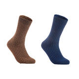 Lian LifeStyle Gorgeous Big Girls Women's 2 Pair Wool Crew Socks Size 6-9 FS03, Color (Brown,NavyBlue)