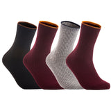 Lian LifeStyle Women's 4 Pairs Cute & Comfortable Wool Crew Socks Size 6-9 HR1612, Color (Black, Claret, Grey, Wine)