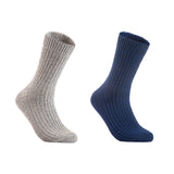 Lian LifeStyle Gorgeous Big Girls Women's 2 Pair Wool Crew Socks Size 6-9 FS03, Color (LightGrey,NavyBlue)