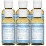 Undiluted Pure Castile Liquid Soap in Unscented: 18-in-1 All Natural Soap w/ Organic Essential Oil Unscented, All Purpose Castile Soap for Skincare, Hand Wash, Cleaning & More, 2 Fl OZ Bottle