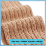 AATMart Awesome Women's 4 Pairs Thigh High Cotton Socks Soft, Super Durable Perfect as Winter Socks ATT1024 Size 6-9 (Beige)