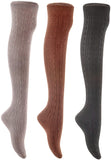 Lian LifeStyle Big Girl's Women's 3 Pairs Knee High Thigh High Cotton Socks Size 6-9 L1024