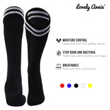 Lovely Annie 1 Pair Ultra Comfortable Girls Knee High Sports Socks Perfect as Activewear as Soccer, Football, and Other Sports XL002 Size S Black