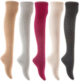 Lian LifeStyle Big Girl's Women's 5 Pairs Knee Thigh High Socks L1024 Size 6-9