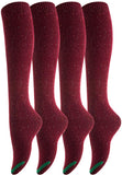 Lovely Annie Women's 4 Pairs Cute Cozy Knee High Cotton Socks HR158212 Size 6-9