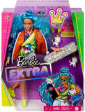 Barbie Extra Doll #4, Curvy, in Zippered Bomber Jacket with 2 Pet Kittens, Extra-Curly Blue Hair, Layered Outfit & Accessories Including Skateboard, Multiple Flexible Joints, Gift for Kids