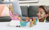 Barbie Mani-Pedi Spa Playset with Blonde Barbie Doll, Puppy, Foot Spa & Accessories, 2 Fizzy Packs Create Foaming Foot Bath, Color-Change on Doll’s Nails, Gift for Kids 3 to 7 Years Old