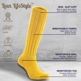 Lian LifeStyle Fascinating Children's 1 Pair Knee High Wool Blend Boot Socks Resistant, Comfortable and Health Focused, FS02 Size L (4-6Y) (Yellow)