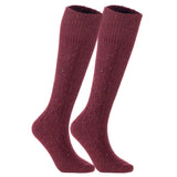 Lian LifeStyle 2 Pairs Stylish, Cozy, Thick & Warm Women's high crew wool blend socks for Winter & All Seasons HR1412 Size 6-9 (Wine Color)