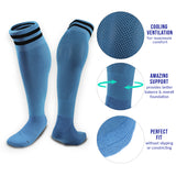 AATMart Unisex Children 1 Pair Lighweight & Breathable High Performance Knee-High Sports Socks  - Durable Long Socks XL0003 Size XXS(Light Blue)