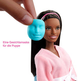 Barbie Face Mask Spa Day Playset with Brunette Barbie Doll, Puppy, 3 Tubs of Barbie Dough and 10+ Accessories to Create and Remove Face Blemishes on Doll and Puppy, Gift for Kids 3 to 7 Years Old