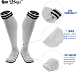 Lian LifeStyle Exceptional Girl's 1 Pair Knee High Sports Socks for Soccer, Softball, Baseball, and Many Other Sports XL002 Size XXS White