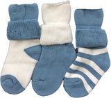 Lian LifeStyle Children's 3 Pairs Premium Cotton Crew Socks Stripes Size(0Y-2Y)