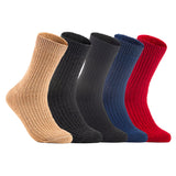 Lian LifeStyle Gorgeous Big Girls Women's 5 Pair Wool Crew Socks Size 6-9 FS03, Color (Beige,Black,DarkGrey,NavyBlue,Red)