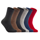 Lian LifeStyle Gorgeous Big Girls Women's 6 Pair Wool Crew Socks Size 6-9 FS03, Color (Black,Brown,DarkGrey,LightGrey,NavyBlue,Red)