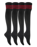 Lian LifeStyle Women's 4 Pairs Adorable Thigh High Cotton Socks RX Size 6-9