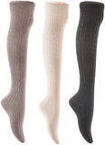 Lian LifeStyle Big Girl's Women's 3 Pairs Knee High Thigh High Cotton Socks Size 6-9 L1024