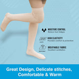AATMart Awesome Women's 4 Pairs Thigh High Cotton Socks Soft, Super Durable Perfect as Winter Socks ATT1024 Size 6-9 (Cream)