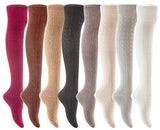 Lian LifeStyle Women's 5 Pairs Adorable Comfortable Soft Thigh High Over Knee High Cotton Socks Size 6-9 L1024 (Random)