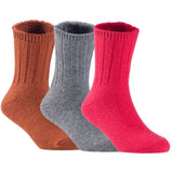 Children's Durable, Stretchable, Thick & Warm Wool Crew Socks. Perfect as Winter Snow Sock and All Seasons FS01, 3 Pair, Size 4Y-6Y, Coffee, Grey, Red