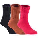 Children's Durable, Stretchable, Thick & Warm Wool Crew Socks. Perfect as Winter Snow Sock and All Seasons FS01, 3 Pair, Size 4Y-6Y, Black, Coffee, Red