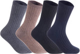 Lian LifeStyle Men's 4 Pairs Wool Crew Socks Size 8-11 Casual(Black)