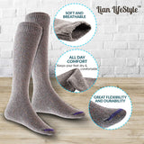 Lian Lifestyle Awesome Women's 3 Pairs Knee High Cotton Socks, Breathable, Fancy and Cozy Size 2.5-7 L158212(Grey,Coffee,Wine)