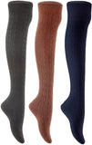 Lian LifeStyle Big Girl's Women's 3 Pairs Knee High Thigh High Cotton Socks Size 6-9 L1024