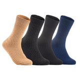 Lian LifeStyle Gorgeous Big Girls Women's 4 Pair Wool Crew Socks Size 6-9 FS03, Color (Beige,Black,DarkGrey,NavyBlue)