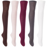 Lian LifeStyle Big Girl's Women's 5 Pairs Knee Thigh High Socks L1024 Size 6-9