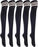 Lian LifeStyle Women's 5 Pairs Adorable Comfortable Soft Thigh High Over Knee High Cotton Socks Size 6-9 L1022(Navy)