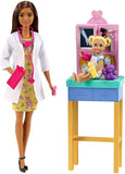 Barbie Pediatrician Playset, Brunette Doll (12-in), Exam Table, X-ray, Stethoscope, Tool, Clip Board, Patient Doll, Teddy Bear, Great Gift for Ages 3 Years Old & Up