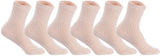 Lian LifeStyle Men's 6 Pairs Knitted Wool Blend Crew Socks LK08 Size Size 6-9 (Beige)