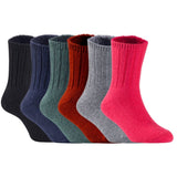Children's Durable, Stretchable, Thick & Warm Wool Crew Socks. Perfect as Winter Snow Sock and All Seasons FS01, 6 Pair, Size 4Y-6Y, Black, Navy, DarkGrey, Wine, Grey, Red
