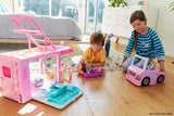 Barbie 3-in-1 DreamCamper Vehicle, approx. 3-ft, Transforming Camper with Pool, Truck, Boat and 50 Accessories, Makes a Great Gift for 3 to 7 Year Olds, Multicolor