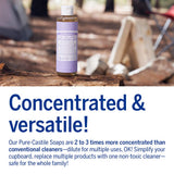 Undiluted Pure Castile Liquid Soap in Lavender Scent: 18-in-1 All Natural Soap w/ Organic Essential Oil Lavender Scent, All Purpose Castile Soap for Skincare, Hand Wash, Cleaning & More, 8 Fl OZ Bottle, 4 Bottles