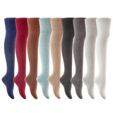 AATMart Women's 3 Pairs Awesome Soft & Super Durable Thigh High Cotton Socks | Perfect as Winter & Spring Socks J1025 Size 6-9(Cream, Beige, Blue)