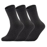 AATMart Men's 3 Pairs Lightweight Well Crafted Wool Crew Socks with Breathable Features | Athletic Moisture Wicking Socks FS03 Size 8-11 (Black)