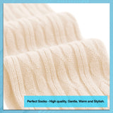 AATMart Awesome Women's 4 Pairs Thigh High Cotton Socks Soft, Super Durable Perfect as Winter Socks ATT1024 Size 6-9 (Cream)