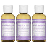 Undiluted Pure Castile Liquid Soap in Lavender Scent: 18-in-1 All Natural Soap w/ Organic Essential Oil Lavender Scent, All Purpose Castile Soap for Skincare, Hand Wash, Cleaning & More, 2 Fl OZ Bottle, 4 Bottles