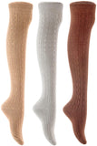 Lian LifeStyle Big Girl's Women's 3 Pairs Knee High Thigh High Cotton Socks Size 6-9 L1024