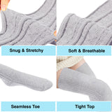 AATMart Women's 2 Pairs Awesome Comfortable Soft & Super Durable Thigh High Cotton Socks | Perfect as Winter & Spring Socks J1025 Size 6-9(Grey)