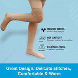 AATMart Awesome Women's 4 Pairs Thigh High Cotton Socks Soft, Super Durable Perfect as Winter Socks ATT1024 Size 6-9 (Beige)