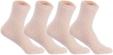 Lian LifeStyle Men's 4 Pairs Knitted Wool Blend Crew Socks LK08 Size Size 6-9 (Beige)