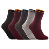 Lian LifeStyle Women's 5 Pairs Cute & Comfortable Wool Crew Socks Size 6-9 HR1612, Color (Black, Claret, DarkGrey, Grey, Wine)
