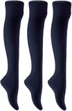 Lian LifeStyle Women's 3 Pairs Adorable Comfortable Soft Thigh High Over Knee High Cotton Socks Size 6-9 L1024(Navy)
