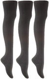 Lian LifeStyle Big Girl's Women's 3 Pairs Thigh High Cotton Socks J1025 Size 6-9